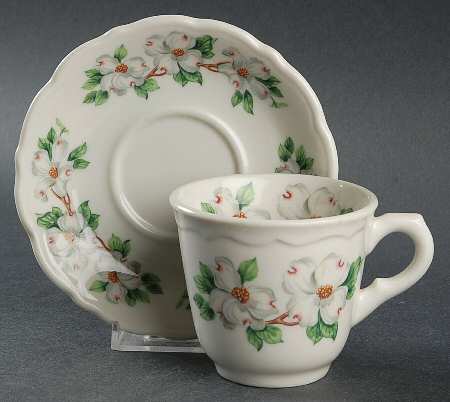 Dogwood (Restaurant, Scalloped, No Trim) Flat Cup & Saucer Set