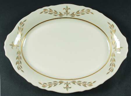 Fleur De Lis Grey 14" Oval Serving Platter