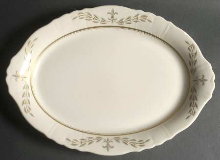 Fleur De Lis Grey 16" Oval Serving Platter