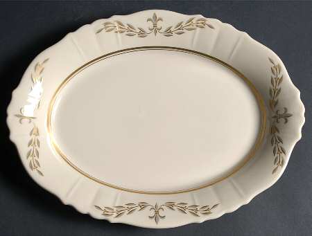 Fleur De Lis Grey 12" Oval Serving Platter