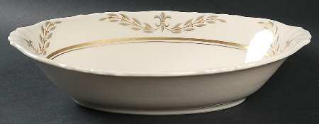 Fleur De Lis Grey 10" Oval Vegetable Bowl