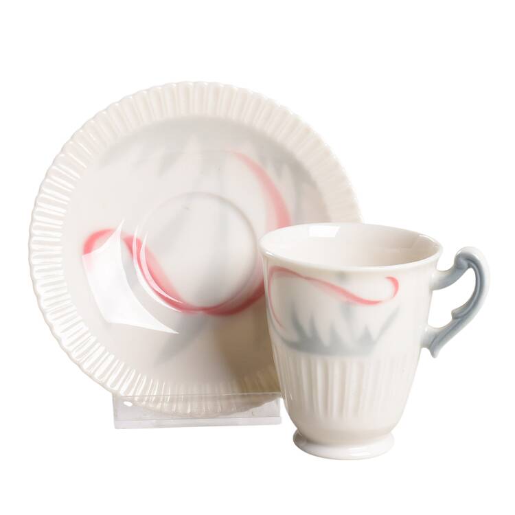 Flamingo Reeds Footed Demitasse Cup & Saucer Set