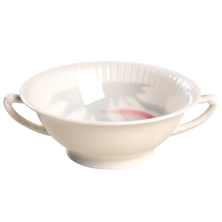 Flamingo Reeds Footed Cream Soup Bowl