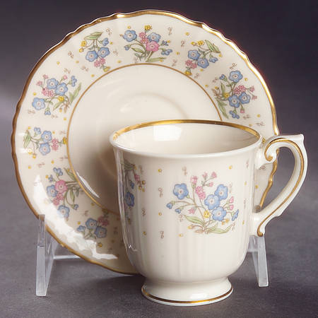 Forget Me Not Footed Demitasse Cup & Saucer Set