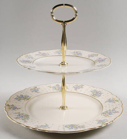 Forget Me Not 6 5/8"-10"  2 Tiered Serving Tray (Dp, Sp) HC