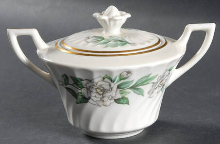 Gardenia (White Flowers) Sugar Bowl & Lid