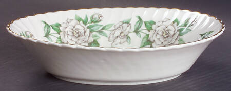 Gardenia (White Flowers) 9" Oval Vegetable Bowl