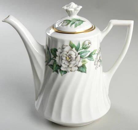 Gardenia (White Flowers) Coffee Pot & Lid