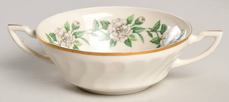 Gardenia (White Flowers) Flat Cream Soup Bowl
