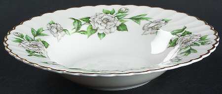 Gardenia (White Flowers) Rim Soup Bowl