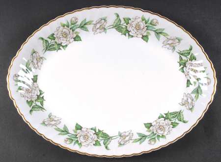 Gardenia (White Flowers) 16" Oval Serving Platter