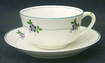 Gardena (Blue Trim) Flat Cup & Saucer Set