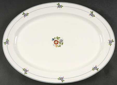 Gardena (Blue Trim) 18" Oval Serving Platter