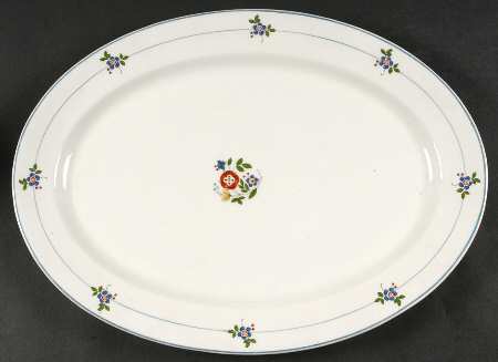 Gardena (Blue Trim) 15" Oval Serving Platter