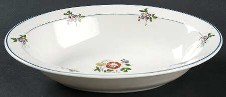 Gardena (Blue Trim) 8" Oval Vegetable Bowl