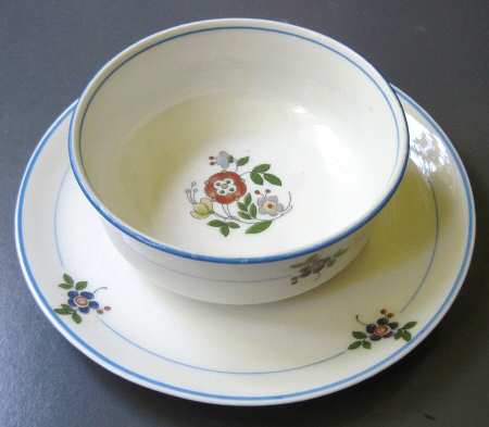 Gardena (Blue Trim) Ramekin & Saucer Set