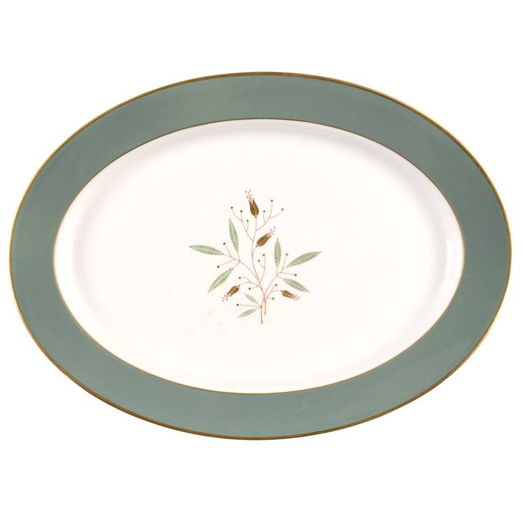 Grandeur (Gold Trim) 12" Oval Serving Platter