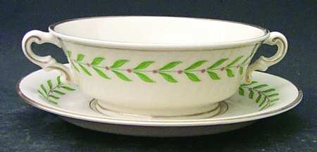 Greenwood Footed Cream Soup Bowl & Saucer Set