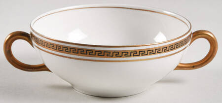 Greek Key Flat Cream Soup Bowl