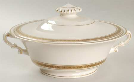 Greek Key Round Covered Vegetable