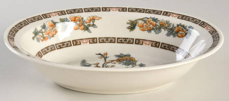 Indian Tree Orange Flowers (Cream) 8" Oval Vegetable Bowl