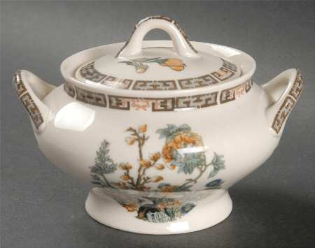 Indian Tree Orange Flowers (Cream) Sugar Bowl & Lid
