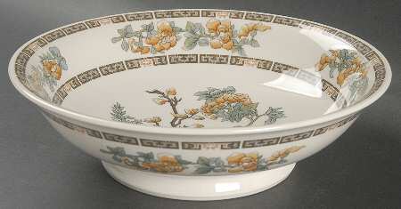Indian Tree Orange Flowers (Cream) 9" Round Vegetable Bowl