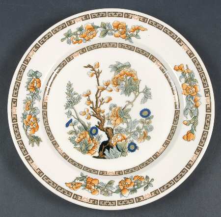 Indian Tree Orange Flowers (Cream) Dinner Plate