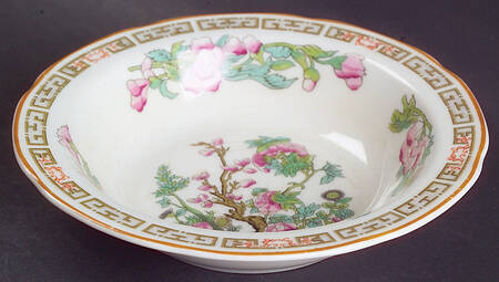 Indian Tree Pink (Scallop Edge) Rim Fruit/Dessert (Sauce) Bowl