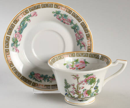 Indian Tree Pink (Scallop Edge) Footed Cup & Saucer Set