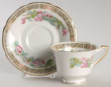 Indian Tree Pink (Scallop Edge) Footed Demitasse Cup & Saucer Set