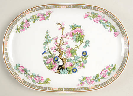 Indian Tree Pink (Smooth Edge) 10" Oval Tray