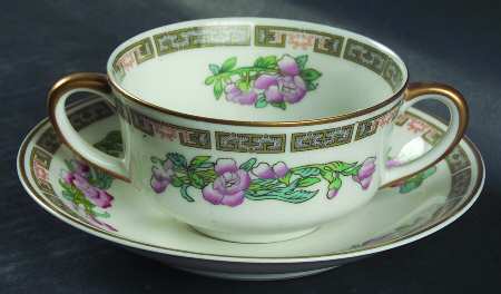 Indian Tree Pink (Smooth Edge) Flat Bouillon Cup & Saucer