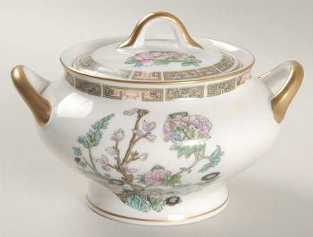 Indian Tree Pink (Smooth Edge) Sugar Bowl & Lid