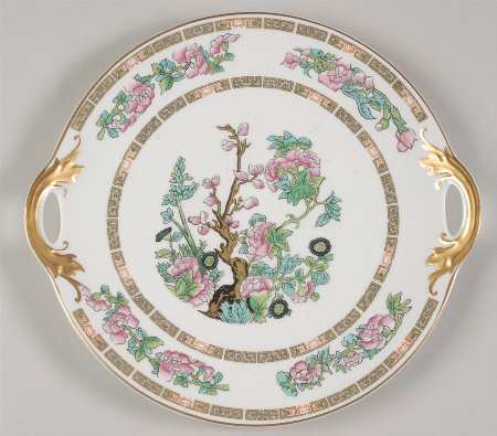 Indian Tree Pink (Smooth Edge) Handled Cake Plate