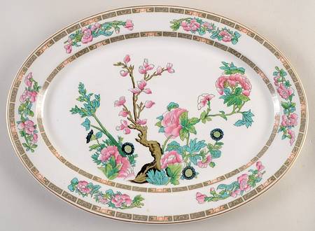 Indian Tree Pink (Smooth Edge) 16" Oval Serving Platter