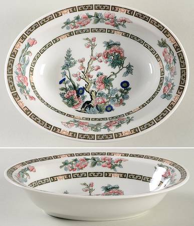 Indian Tree Pink (Smooth Edge) 10" Oval Vegetable Bowl