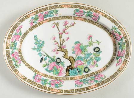 Indian Tree Pink (Smooth Edge) 10" Oval Serving Platter
