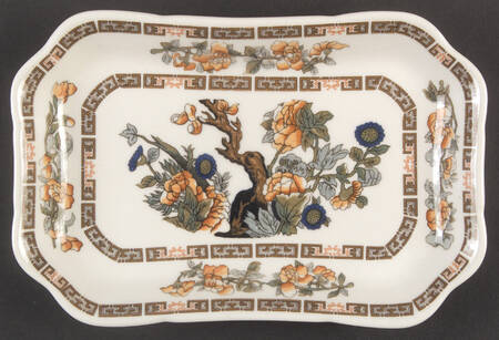 Indian Tree Orange Flowers (White) 8" Rectangular Serivng Platter