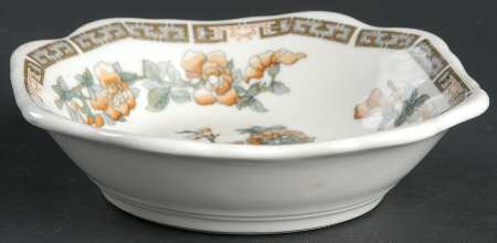 Indian Tree Orange Flowers (White) Square Fruit/Dessert (Sauce) Bowl