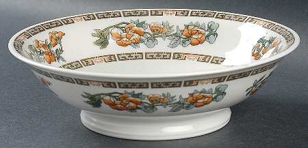 Indian Tree Orange Flowers (White) 8" Round Vegetable Bowl