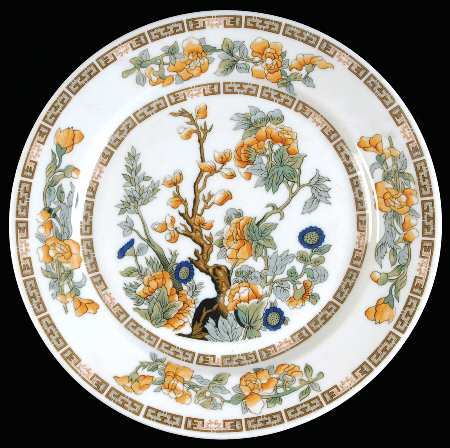 Indian Tree Orange Flowers (White) Luncheon Plate