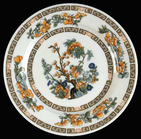 Indian Tree Orange Flowers (White) Salad Plate