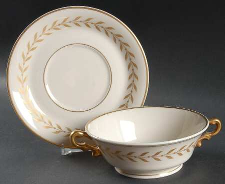 Jefferson Footed Cream Soup Bowl & Saucer Set