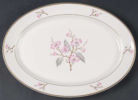 Jubilee (Pink Flowers) 12" Oval Serving Platter