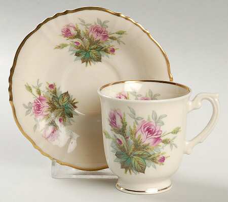 June Rose Footed Demitasse Cup & Saucer Set