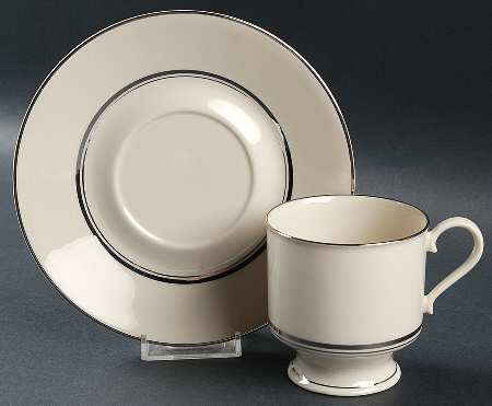 Kent (Platinum Trim) Footed Cup & Saucer Set