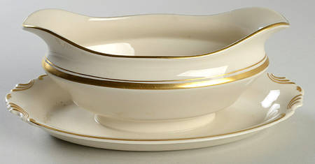 Kent (Gold Trim) Gravy Boat with Attached Underplate