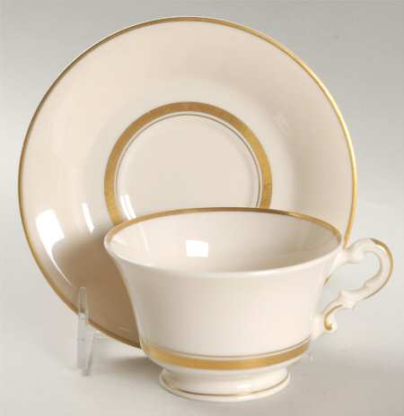 Kent (Gold Trim) Footed Cup & Saucer Set