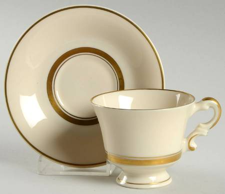 Kent (Gold Trim) Footed Demitasse Cup & Saucer Set